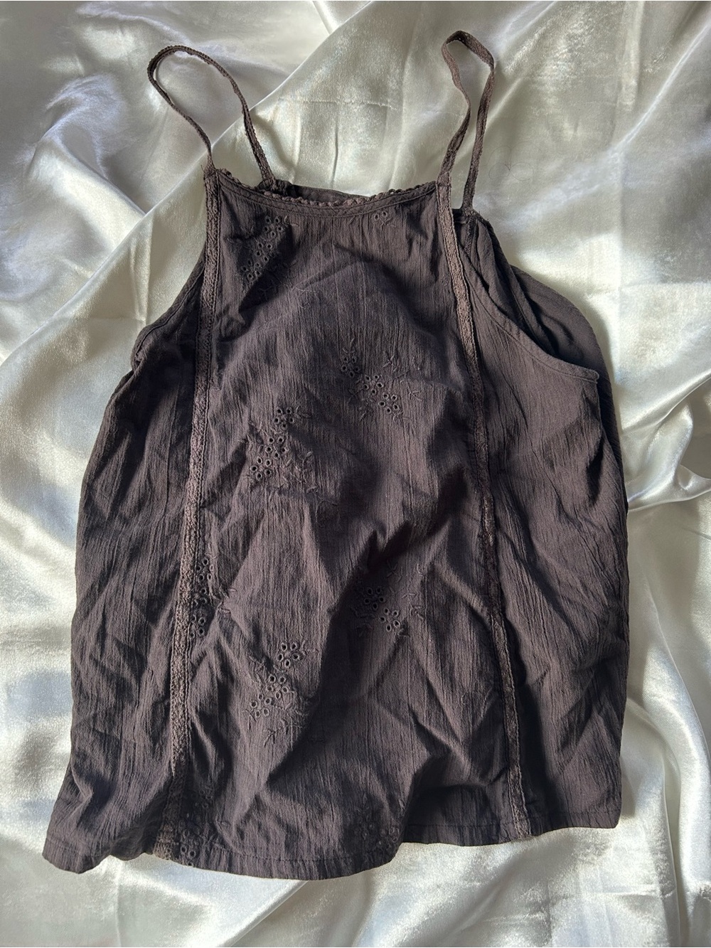 Roxy Brown Embroidered Flowy Tank Top ✨ | Boho | Beach